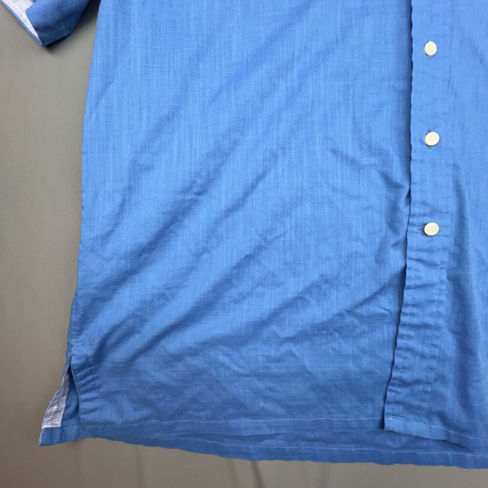 Relaxed Blue Linen-Blend Button Up - Picture 3 of 8
